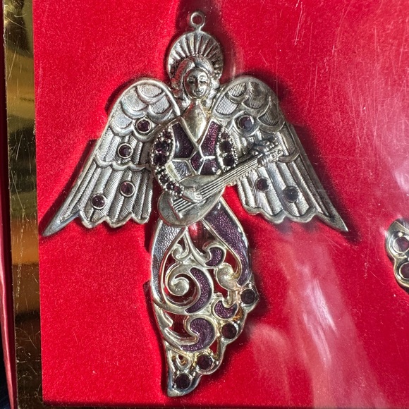 Lenox Silver and Gold Angel Ornaments with Red, purple & green Accents - Picture 3 of 5